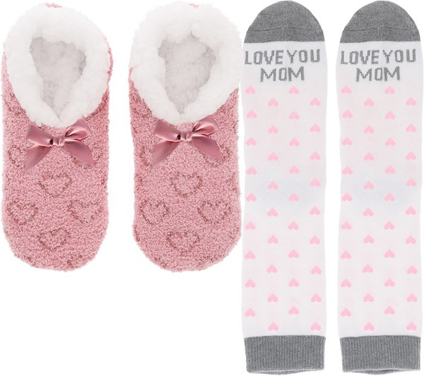 Slipper & Sock Gift Set-Love You Mom Size S/M (#66764) by Pavilion