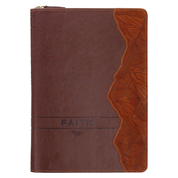 Journal Classic W/ Zip-Faith Mountains Matt. 17:20-Brown by Christian Art Gift