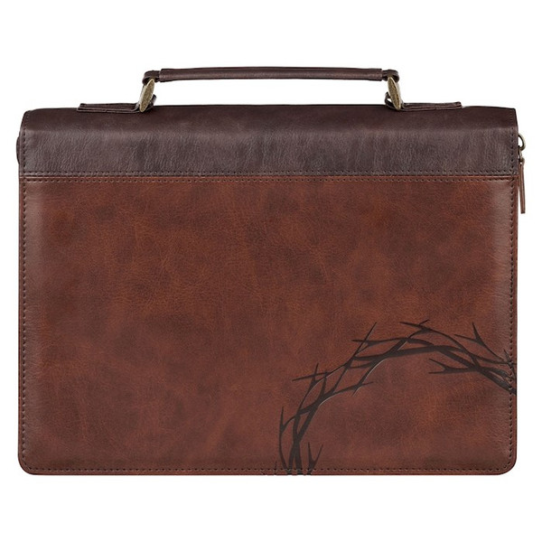 Bible Cover-Classic-Crown Of Thorns/Amazing Grace Isa. 53:5-Two Tone Brown-LRG by Christian Art Gift