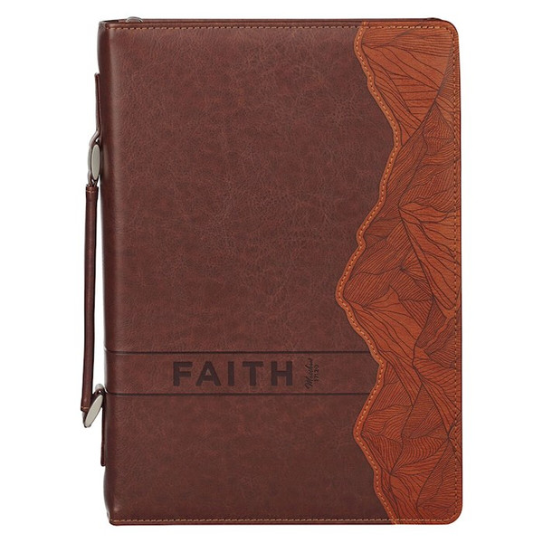 Bible Cover-Classic-Faith Mountains Matt. 17:20-Two Tone Brown-LRG by Christian Art Gift