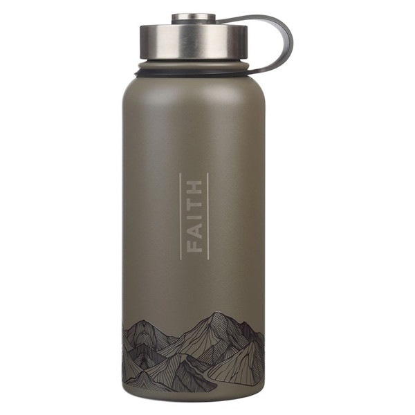 Water Bottle-Stainless Steel-Faith Mountain (32 oz) by Christian Art Gift