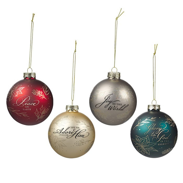 Ornament-Joy to the World (3.1" Dia Round) (Set Of 4) by Christmas