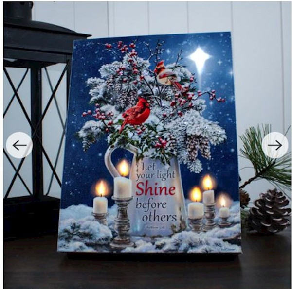 Mini Canvas-Candle Light Christmas-LED Tabletop w/Timer (8" x 6") (#A2539) by Christmas