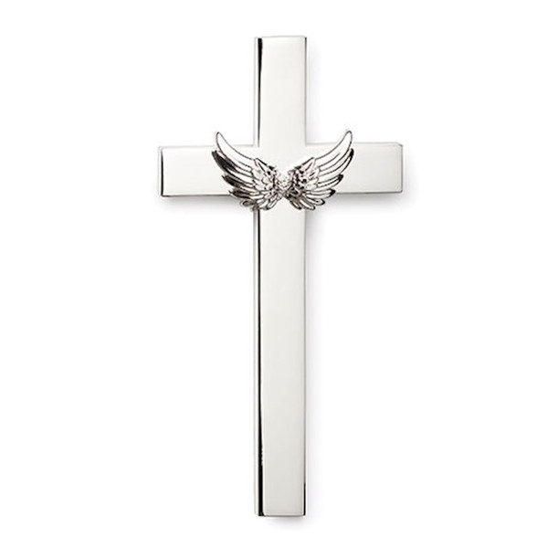 Wall Cross-Memorial: Wings-Silver (4.75"H) (#19188) by Roman Inc.