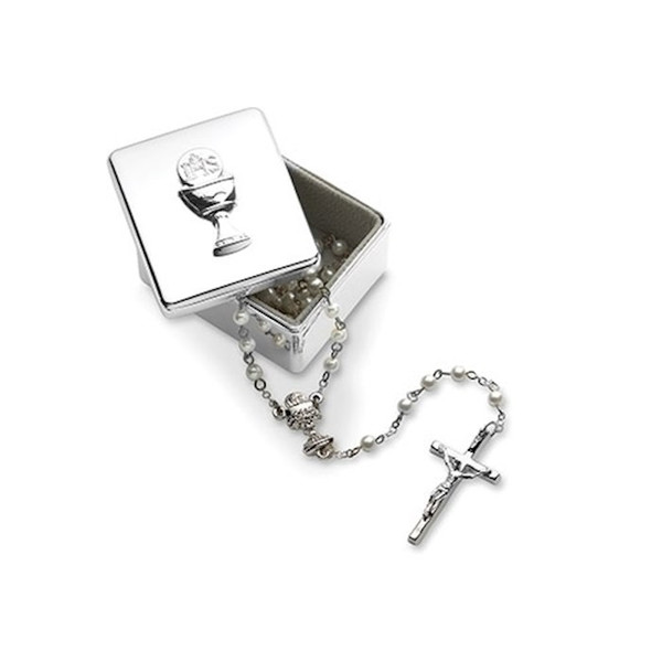 Keepsake Box-Holy Communion w/Chalice-Silver (2.25"H) (#26121) by Roman Inc.