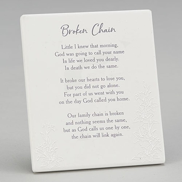 Wall Plaque-Memorial: Broken Chain In Gift Box (5.5"H) (#14135) by Roman Inc.
