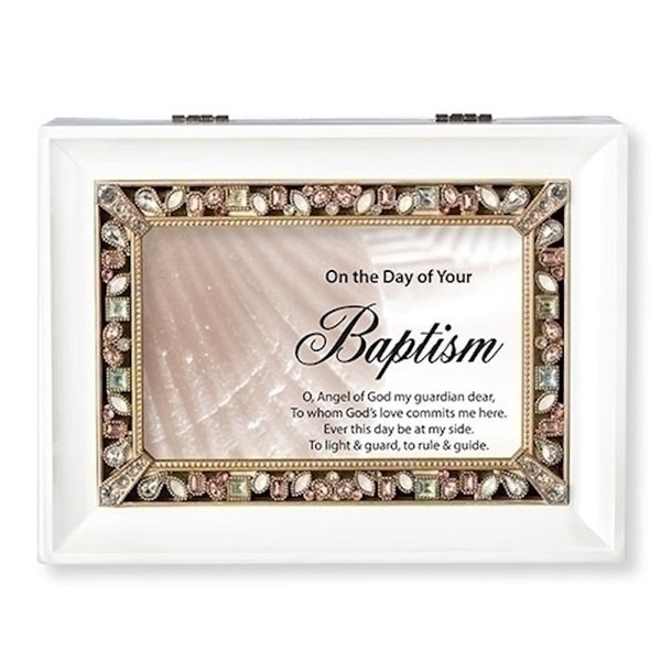 Music Box-On The Day Of Your Baptism (Tune: Clair de Lune) (8" x 6.125" x 2.75") (#W0029) by Roman Inc.