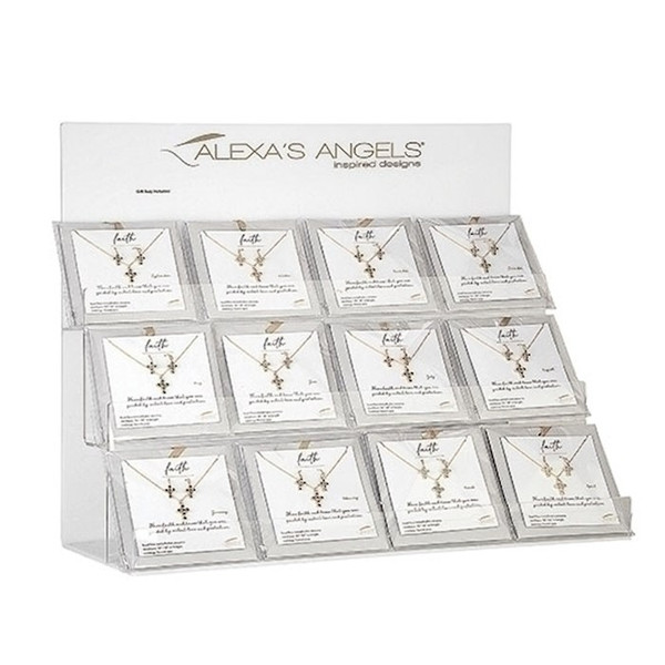 Display-Bracelet-Side Glass Bead w/Cross (7"Stretch) (30 Pieces) (#223668D) by Alexa's Angels