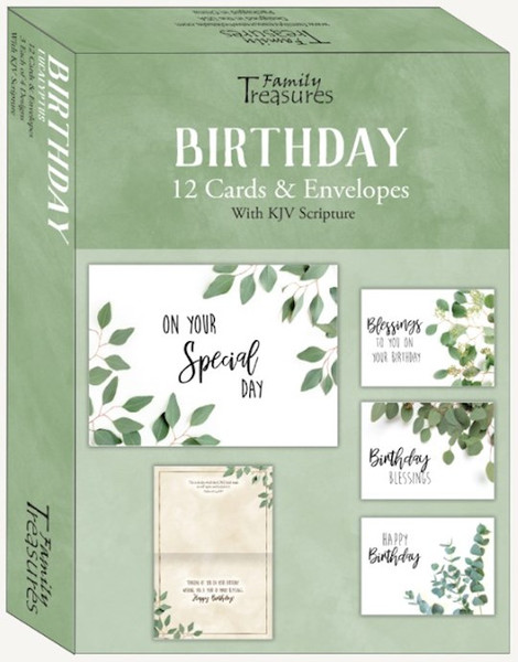Card-Boxed-Birthday-Eucalyptus (Box Of 12) by Family Treasures