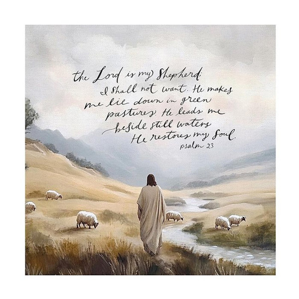 Wall Art-Psalm 23-Premier Canvas (16" x 16") by P Graham Dunn