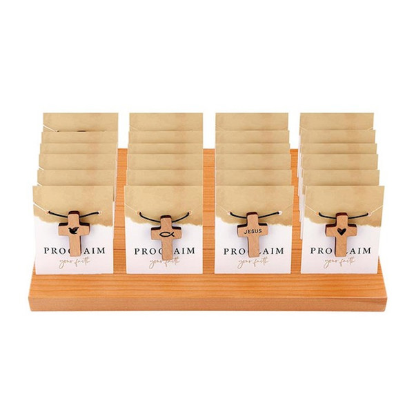Necklace-Wood Cross Filled Display  (4 Asst.) (24 Pcs) by CB Gift