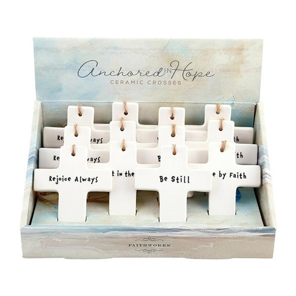 Home Decor-Anchored In Hope Crosses Filled Display (4 Asst.) (12 Pcs) by CB Gift