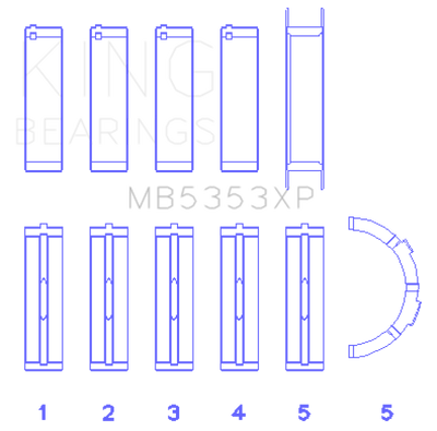 King Ford 281 4.6L SOHC 16V (Size STDX) Performance Main Bearing Set (Set of 5) - MB5353XPSTDX Photo - Primary