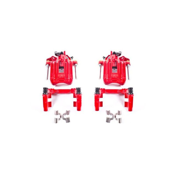 Power Stop 00-06 Audi TT Quattro (w/Non Vented Rotors Only) Rear Red Calipers w/Brackets - Pair - S2574