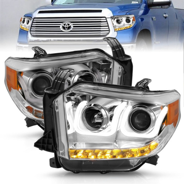 ANZO 2014-2016 Toyota Tundra Projector Headlights w/ U-Bar Chrome - 111319