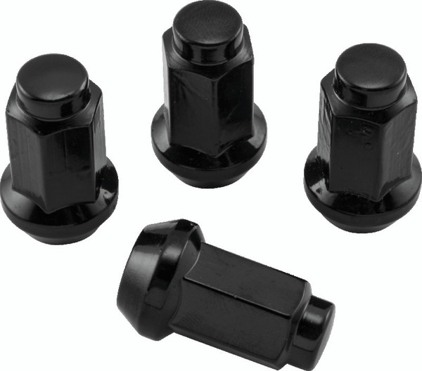 QuadBoss Lug Nuts 3/8in 24 - 14mm-Od - Black - Box of 4 - 608933