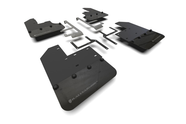 Rally Armor 19-24 Jeep JT Gladiator (Mojave/Rubicon) Black Mud Flap w/Grey Logo - MF104-BLK-GRY