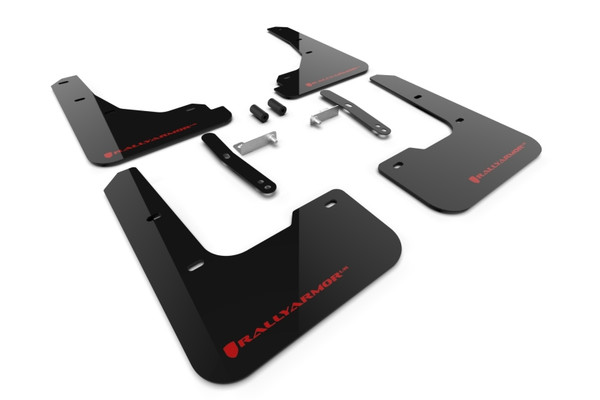 Rally Armor 24-25 Hyundai Elantra Black Mud Flap Red Logo - MF119-UR-BLK-RD