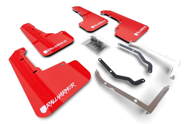 Rally Armor 18-23 Subaru Crosstrek Red UR Mud Flaps - White Logo Altered Font - MF46-LTUR-RD/WH-X