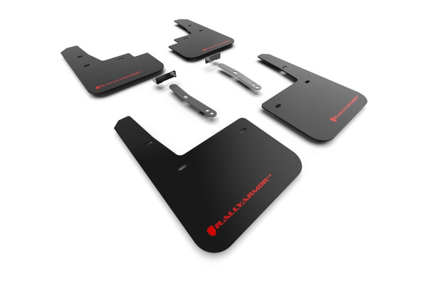 Rally Armor 22-23 Hyundai Kona N Black UR Mud Flap w/Red Logo - MF83-UR-BLK-RD