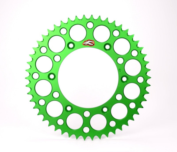 Renthal 20-22 Kawasaki KLX300R Rear Grooved Sprocket - Green 520-50P Teeth - 112U-520-50GEGN