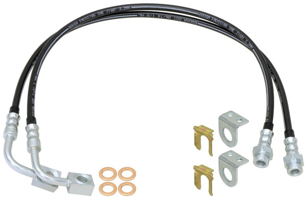 RockJock JK Braided Brake Hose Kit 23.5in Long - CE-9807FBLK
