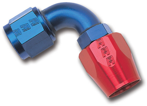 Russell Performance -8 AN Red/Blue 90 Degree Full Flow Hose End - 610170