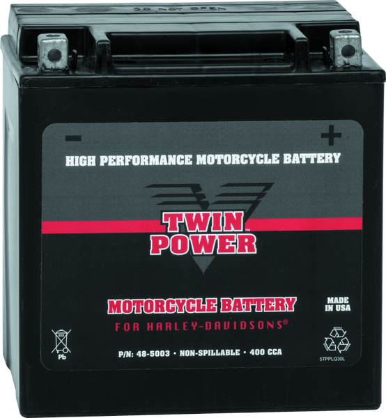 Twin Power YIX-30L High Performance Battery Replaces H-D 66010-97A Made in USA 400 CCA - 485003