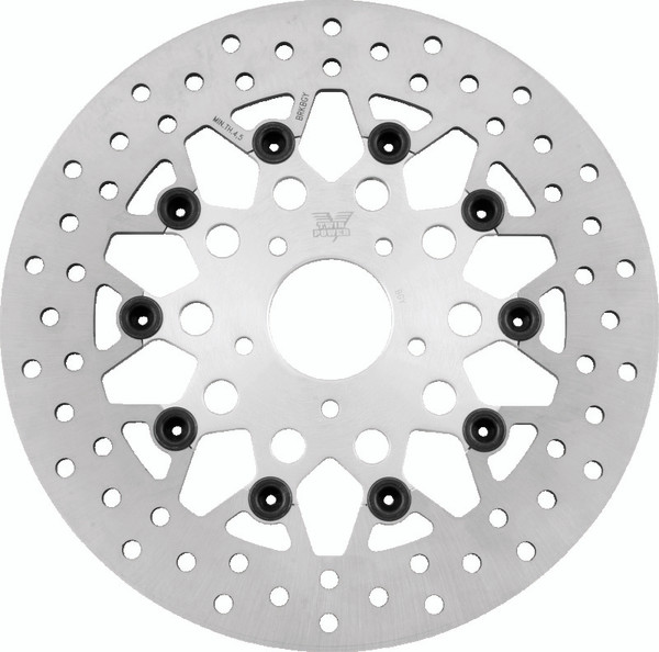 Twin Power 84-17 Big Twin Exc 11.8 and Lug Mount 84-13 XL Front 11.5 Floating Rotor Mesh Silver - 666834