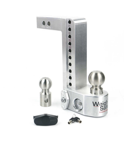 Weigh Safe 10in Drop Hitch w/Built-in Scale & 2in Shank (10K/12.5K GTWR) - Aluminum - WS10-2