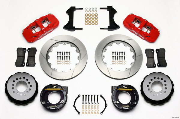 Wilwood AERO4 Rear P-Brake Kit 14.00in Red Chevy C-10 2.42 Offset 5-lug - 140-10941-R