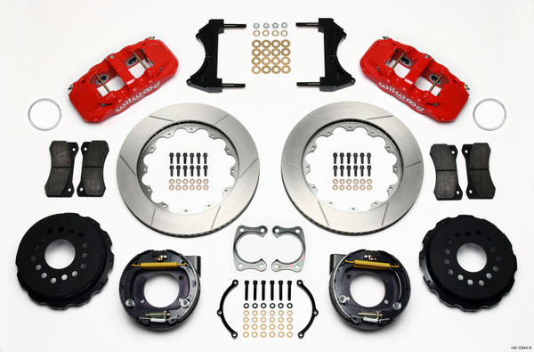 Wilwood AERO4 Rear P-Brake Kit 14.00in Red Big Ford New Style 2.36in Offset - 140-10944-R