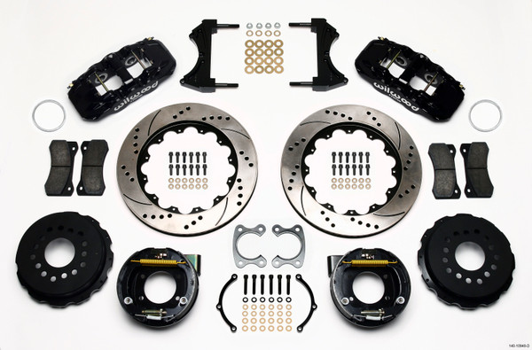 Wilwood AERO4 Rear P-Brake Kit 14.00in Drilled Small Ford 2.50in Offset - 140-10949-D