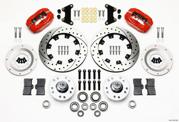 Wilwood Forged Dynalite Front Kit 12.19in Drilled Red 49-54 Chevy/53-62 Corvette (*Line Kit Needed*) - 140-11812-DR