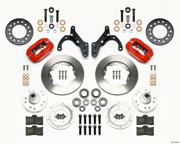 Wilwood Forged Dynalite Front Kit 11.00in Red 69-70 Impala Drum/Disc 69-82 Vette - 140-12040-R
