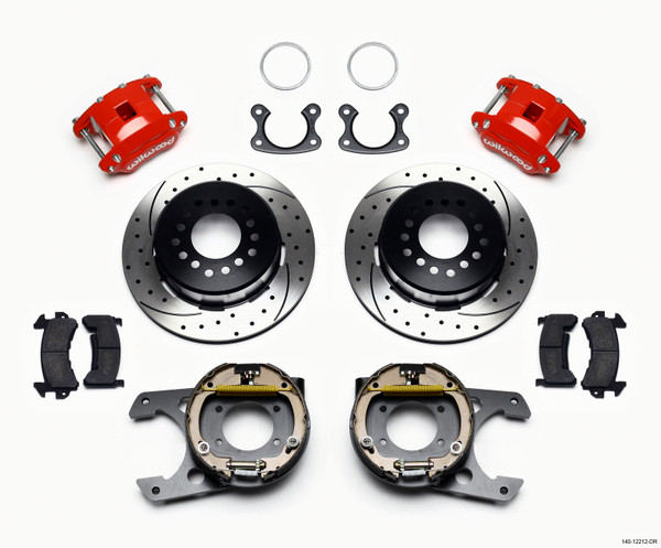 Wilwood D154 P/S P-B Kit Drilled-Red Small Ford 2.50in Offset - 140-12212-DR