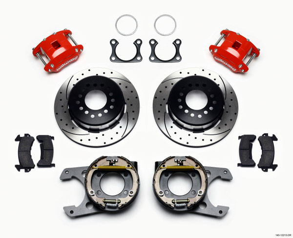 Wilwood D154 P/S P-B Kit Drilled-Red Big Ford 2.36in Offset - 140-12213-DR