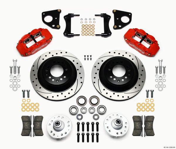 Wilwood Narrow Superlite 6R Front Hub & 1PC Rtr Kit 12.88in Dril -Red 62-72 CDP B & E Body-Drum - 140-12282-DR