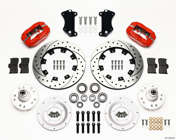 Wilwood Forged Dynalite Front Kit 12.19in Drilled Red Heidts Tri -5 2 inch Drop Spindle - 140-12306-DR