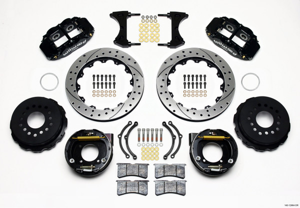 Wilwood Narrow Superlite 4R Rear P-Brk Kit 12.88in Drilled Chevy 12 Bolt w/ C-Clips - 140-12964-D