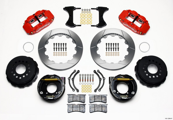 Wilwood Narrow Superlite 4R Rear P-Brk Kit 12.88in Red Chevy 12 Bolt w/ C-Clips - 140-12964-R