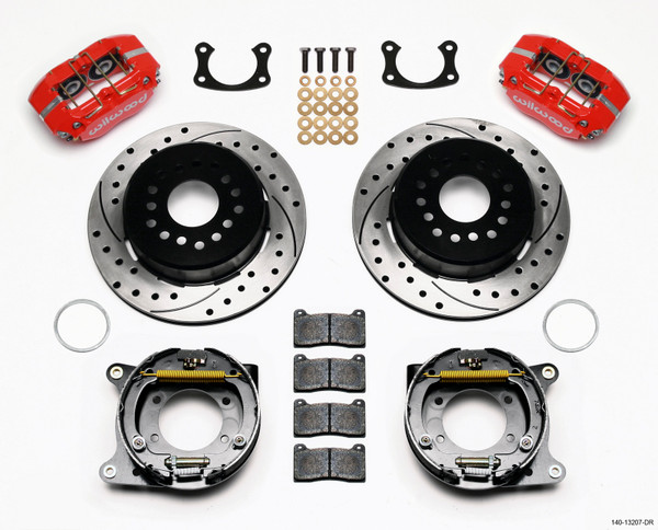 Wilwood Dynapro Dust-Boot P/S Park Brake Kit Drilled Red New Big Ford 2.50in Offset - 140-13207-DR