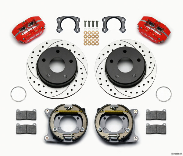 Wilwood Dynapro Lug Mount P/S Park Brake Kit Drilled Red Big Ford New 2.38in Off Bronco 5 x 5.50 - 140-13664-DR