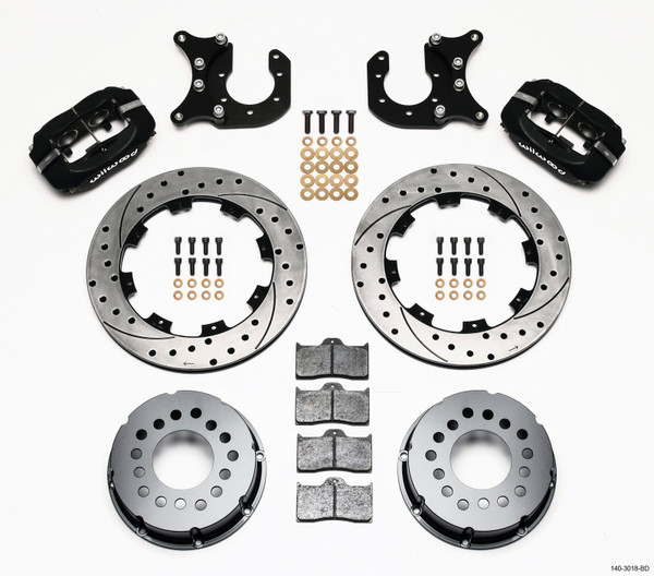 Wilwood Forged Dynalite P/S Rear Kit Drilled Rotor Ford 8.8 w/2.5in Offset-5 Lug - 140-3018-BD