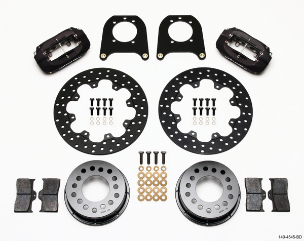 Wilwood Forged Dynalite Rear Drag Kit Drilled Rotor Chev 12 Bolt w/Clip Eliminator - 140-4545-BD