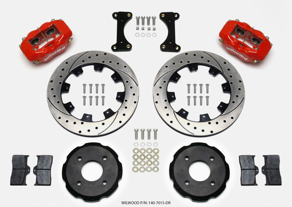 Wilwood Forged Dynalite Front Hat Kit 12.19in Drilled Red 2002 Mitsubishi Lancer - 140-7015-DR