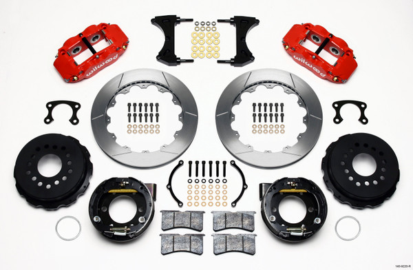 Wilwood Narrow Superlite 4R Rear P-Brk Kit 12.88in Red Small Ford 2.50in Offset - 140-9220-R