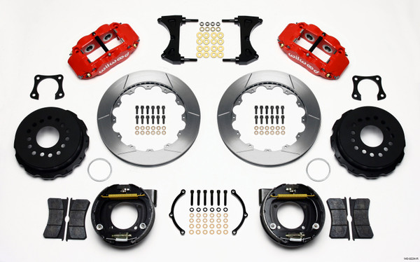 Wilwood Narrow Superlite 4R Rear P-Brk Kit 12.88in Red 58-64 Olds/Pontiac Ends 2.81in Offset - 140-9224-R