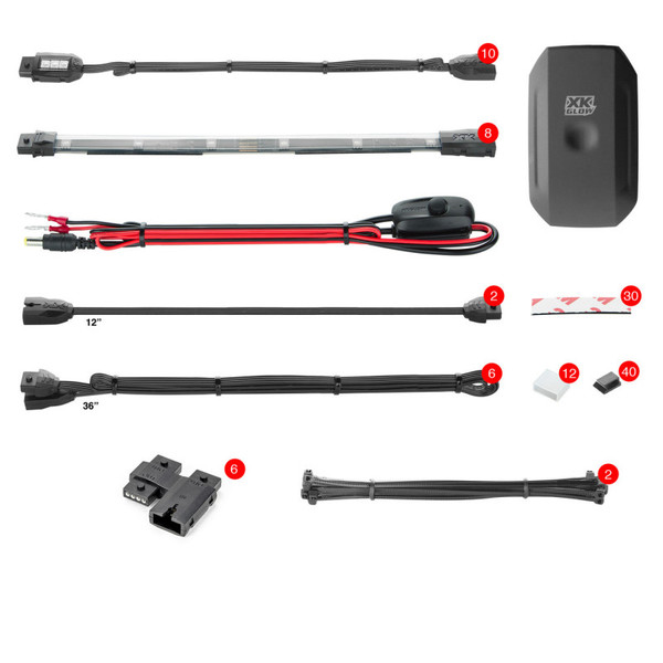 XK Glow Strip Million Color XKCHROME Smartphone App ATV/Motorcycle LED Light Kit 10XPod + 8X10In - KS-MOTO-ADVANCE