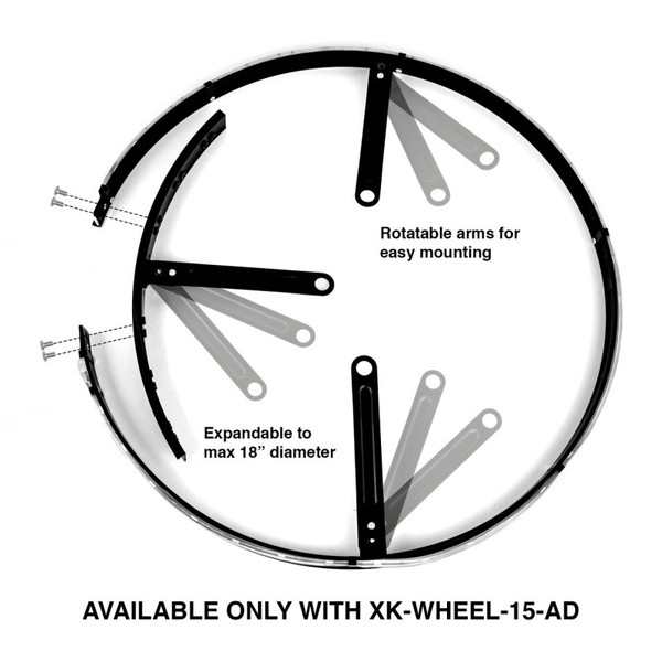 XK Glow Adjustable LED RGB 15In Wheel Ring Light 1pc - XK-WHEEL-15-AD
